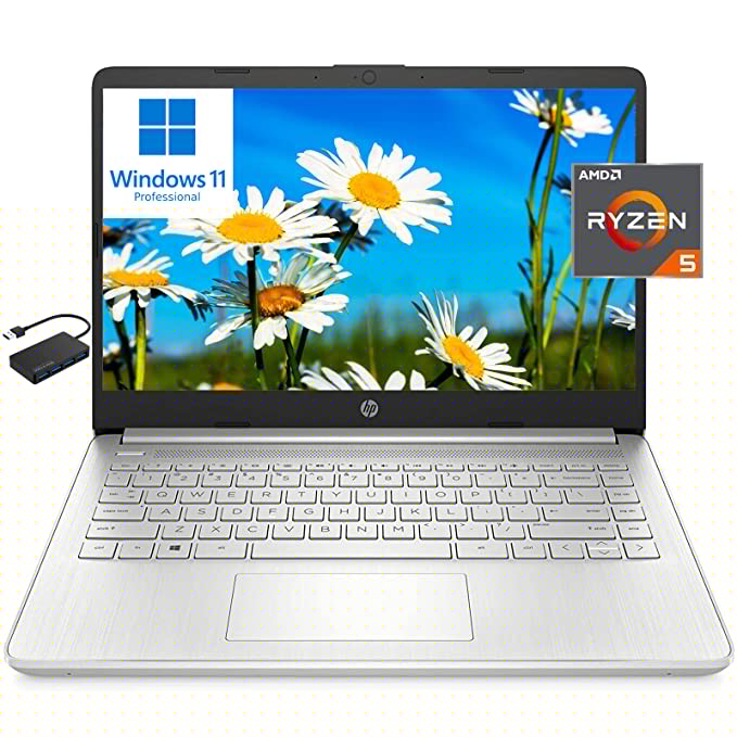 HP [Windows 11 Pro] 14" FHD Business Laptop Computer, 6-core AMD Ryzen 5 5500U (Beats i7-1160G7), 32GB RAM, 2TB PCIe SSD, Thin & Portable, Long Battery Life, Fast Charge, Wi-Fi 6, BT 5.2, HDMI, w/Hub