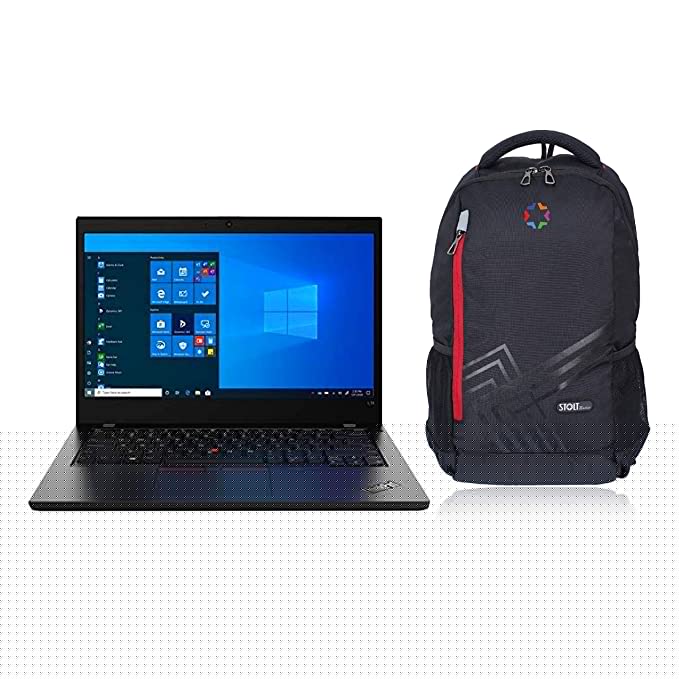 Lenovo ThinkPad L14 Intel Core i5 10th Gen 14 inches 1080p Full HD Thin and Light Laptop (8GB RAM/ 512GB SSD/ Windows 10 Professional/ Black/ 1.65 kg), 20U1S1N700 with STOLT Backpack