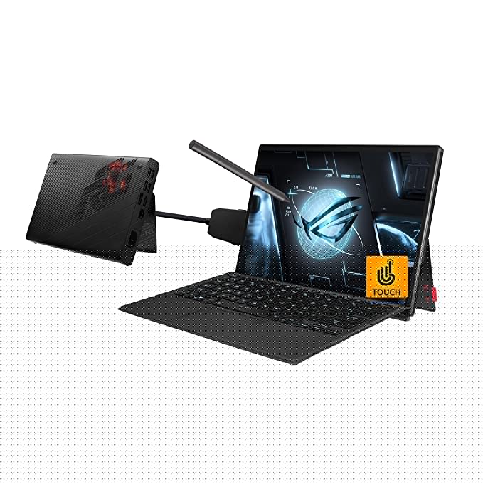 ASUS ROG Flow Z13 (2022) with RTX 3080 eGPU, 13.4" (34.03 cm) UHD+ Touch, Core i9 12th Gen, 4GB RTX 3050 Ti Graphics, 2-in-1 Gaming Laptop (16GB/1TB SSD/Win 11/Office/Black/1.18 kg), GZ301ZE-LC193WS