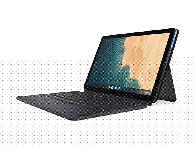Lenovo Chromebook Duet, 2-in-1, 10.1" WUXGA (1920 x 1200) Display, MediaTek Helio P60T, 4GB LPDDR4X RAM, 64GB eMCP SSD, Integrated ARM G72 MP3 Graphics, Chrome OS, ZA6F0031US, Ice Blue + Iron Grey