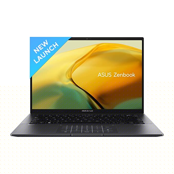 ASUS Zenbook 14 (2023), AMD Ryzen 7 7730U, 14" (35.56 cm) 2.5K, Thin & Light Laptop (16GB/512GB SSD/Windows 11/Office 2021/Alexa Built-in/Backlit KB/FP Sensor/Jade Black/1.35 kg), UM3402YA-KP741WS