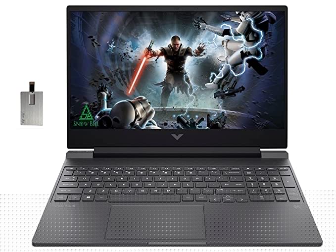 HP 2022 Victus 15.6" 144Hz Gaming Laptop, Intel 12th Core i5-12450H, 64GB RAM, 2TB PCIe SSD, NVIDIA GeForce GTX 1650 Graphics 4GB, Backlit Keyboard, Windows 11, Black, 32GB SnowBell USB Card