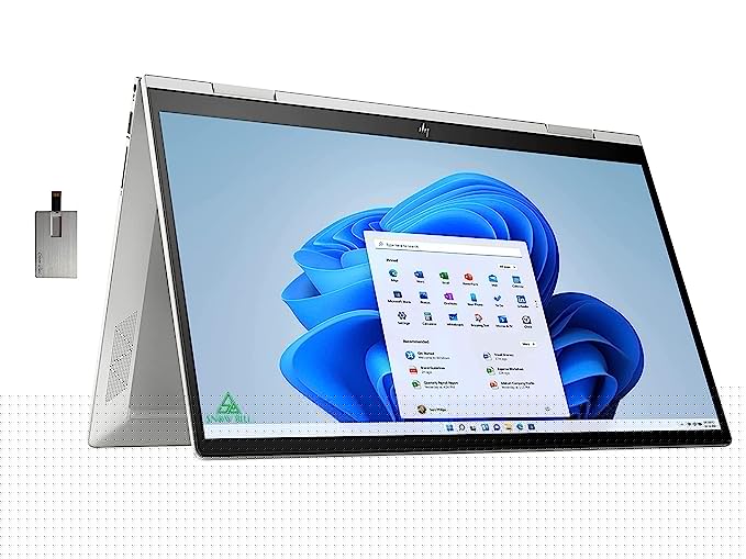 HP 2022 Envy X360 2-in-1 15.6" FHD Touchscreen Laptop, Intel Evo Platform Core i5 1235U, 64GB RAM, 2TB PCIe SSD, Backlit Keyboard, Intel Iris Xe Graphics, Windows 11, Silver, 32GB USB Card