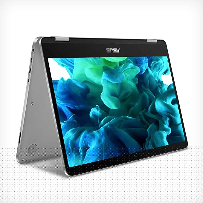ASUS VivoBook Flip 14 Thin and Light 2-in-1 Laptop, 14? HD Touchscreen, Intel Celeron N4020 CPU, 4GB RAM, 128GB Storage, Windows 10 Home S, Microsoft 365, Light Grey, TPM, Fingerprint, J401MA-PS04T