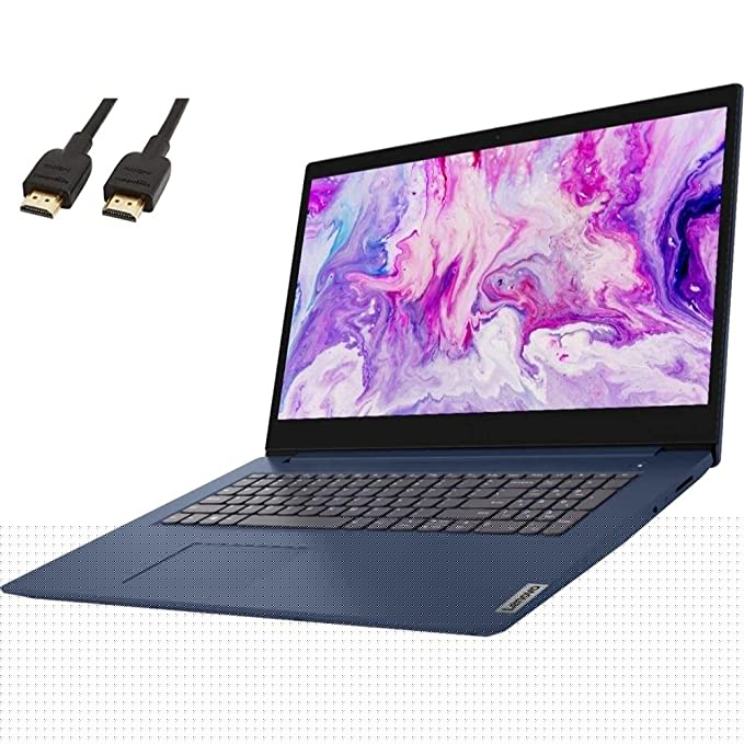 2021 Newest Lenovo IdeaPad 3 Laptop, 17.3" HD+, Intel 10th Gen Core i5-1035G1(Beat i7-7500U), 12GB DDR4, 256GB SSD, HDMI, Bluetooth, Wi-Fi, Webcam, Online Class, Windows 10 S, Abyss Blue, VAATE Buddle