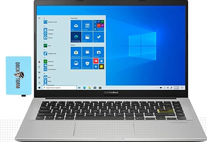 ASUS Vivobook 14 Thin & Light Business Laptop (Intel i3-1005G1 2-Core, 4GB RAM, 128GB SSD, Intel HD 610, 14.0" Full HD (1920x1080), WiFi, Bluetooth, Webcam, 1xUSB 3.1, 1xHDMI, Win 10 Home) w/Hub