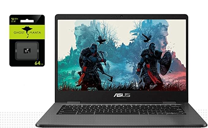 2021 ASUS 14" Light Thin Chromebook Student Laptop, Intel Celeron N3350, 4GB RAM 32GB eMMC, Webcam, Chrome OS(Google Classroom Zoom Compatible) W/ GM 64GB SD Card + 3in1 Accessories