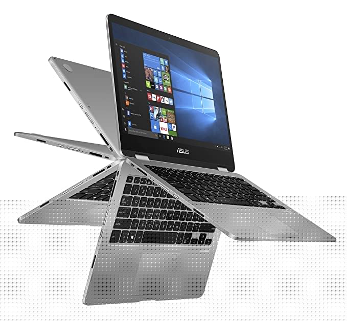 ASUS VivoBook Flip 14 2-in-1 Convertible Laptop, 14" HD Touchscreen Display, Intel Pentium Silver N5030 CPU, 4GB DDR4 RAM, 128GB Storage, Windows 10 Home in S Mode, Grey, TP401MA-AH21T