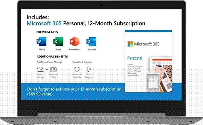 2020 Lenovo Ideapad 14" HD Laptop Computer for Student and Business, AMD A6-9220e (Up to 2.4GHz), HDMI, WiFi, Windows 10 w/Office365 Personal+ CUE Accessories (4GB RAM/ 64GB eMMC + Office365)