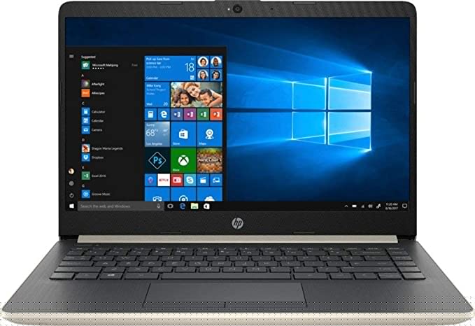HP 14 Inch HD WLED Display Business Laptop, Intel Dual Core i3-7100U Processor 2.4 GHz, 8GB Memory, 256GB SSD, USB-C, WiFi, HDMI, Bluetooth, Gigabit Ethernet, MicroSD Card Slot, Windows 10, Gold