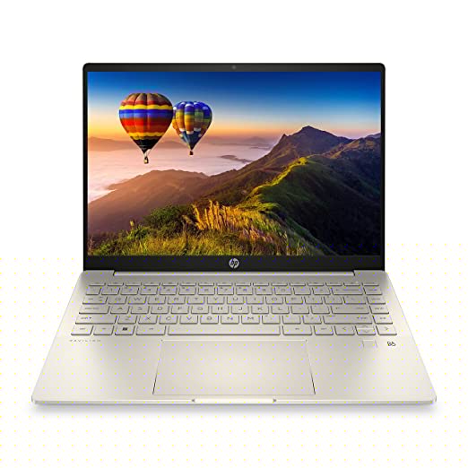 HP Pavilion Plus, 12th Gen Intel Core i5 16GB RAM/512GB SSD 14 inch(35.6 cm) Creator Laptop with Eye Safe Display/Intel Iris Xe Graphics/Backlit KB/B&O/FPR/Win 11/Alexa/MSO,14-eh0025TU Warm Gold