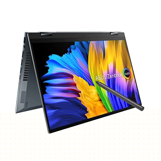 ASUS Zenbook 14 Flip OLED (2022), 14" (35.56 cms) 2.8K OLED 16:10 90Hz Touch, Core i5-12500H 12th Gen, 2-in-1 Laptop (16GB/512GB SSD/Iris Xe Graphics/Win 11/Office 2021/Grey/1.4 kg), UP5401ZA-KN501WS