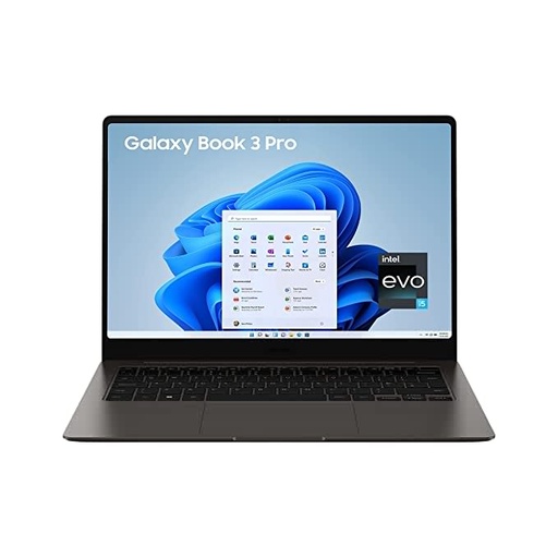 Samsung Galaxy Book3 Pro Intel 13th Gen i5 EvoTM 35.56cm(14") Dynamic Amoled 2X, 3K Display, 120Hz, Ultra Thin & Light Laptop(16 GB/512 GB SSD/Windows 11/MS Office/Graphite/1.17Kg), NP940XFG-KC1IN
