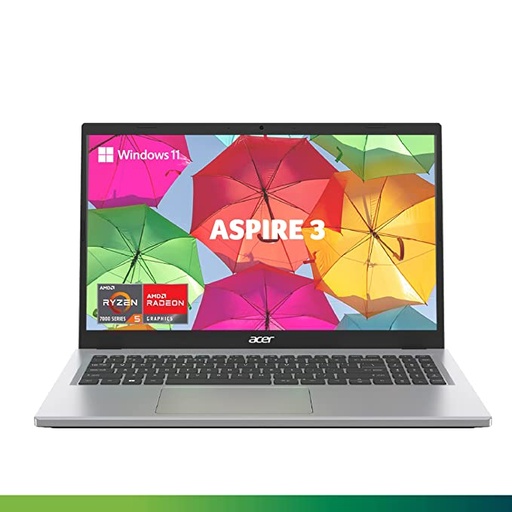 Acer Aspire 3 Thin and Light Laptop AMD Ryzen 5 7520U Quad-Core Processor (8 GB/ 512 GB SSD/ Windows 11 Home/ MS Office) Pure Silver, A315-24, 39.6 cm (15.6 inches) FHD Display / 1.78 Kg