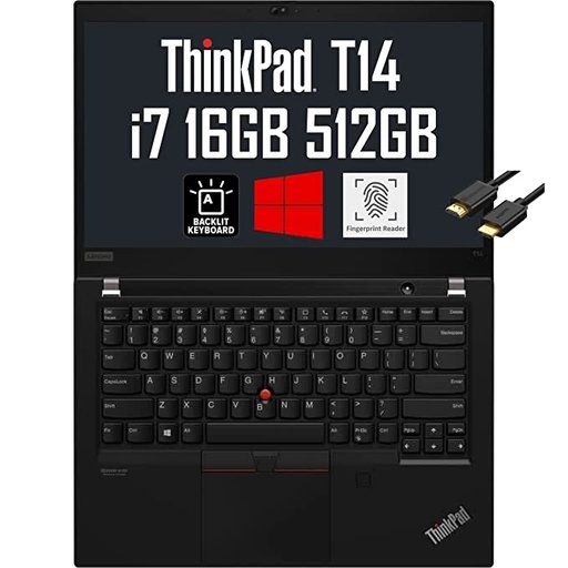 Lenovo ThinkPad T14 Gen 2 14" FHD (Intel Quad-Core i7-1165G7, 16GB RAM, 512GB PCIe SSD, UHD Graphics) IPS Business Laptop, Backlit, 2 x Thunderbolt 4, Fingerprint, IST Cable, Windows 10 / 11 Pro