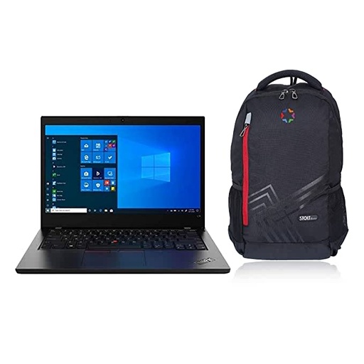 Lenovo ThinkPad L14 Intel Core i5 10th Gen 14 inches 1080p Full HD Thin and Light Laptop (8GB RAM/ 512GB SSD/ Windows 10 Professional/ Black/ 1.65 kg), 20U1S1N700 with STOLT Backpack