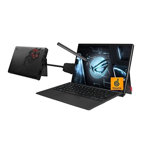 ASUS ROG Flow Z13 (2022) with RTX 3080 eGPU, 13.4" (34.03 cm) UHD+ Touch, Core i9 12th Gen, 4GB RTX 3050 Ti Graphics, 2-in-1 Gaming Laptop (16GB/1TB SSD/Win 11/Office/Black/1.18 kg), GZ301ZE-LC193WS