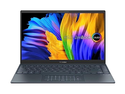 ASUS Zenbook13 (2021) AMD R5-5500U 13.3 inches FHD IPS OLED Notebook Computer (8GB RAM/512 GB NVMe SSD/Windows 10+McAfee/Ms Office H&S 2019/Integrated Radeon Graphic/FP Reader AMD(1.4 kg/Grey) UM325UA-KG501TS)