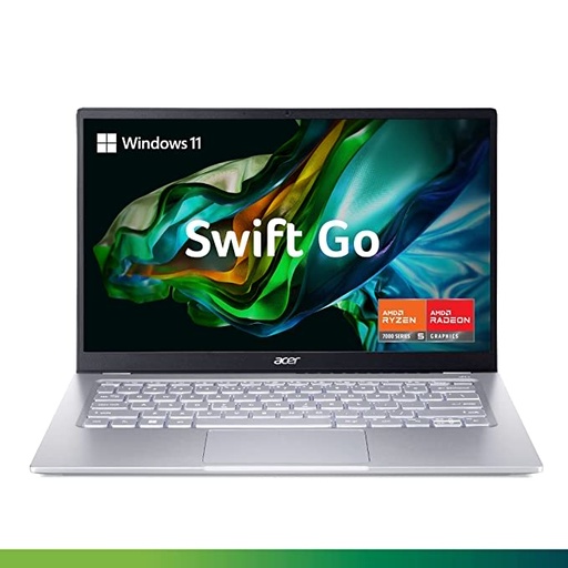 Acer Swift Go 14 Thin and Light Premium Laptop AMD Ryzen 5 7530U Hexa-Core Processor (8GB/ 512 GB SSD/Windows 11 Home/MS Office Home and Student) Pure Silver, SFG14-41, 35.56 cm (14.0") Full HD