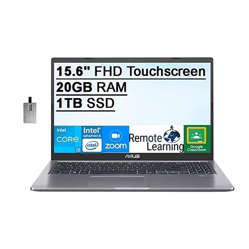 2022 ASUS VivoBook 15 15.6" FHD Touchscreen Laptop Computer, Intel Core i3-1115G4 Processor, 20GB RAM, 1TB SSD, Backlit Keyboard, Intel UHD Graphics, VGA Webcam, Win 10S, Gray, 32GB SnowBell USB Card