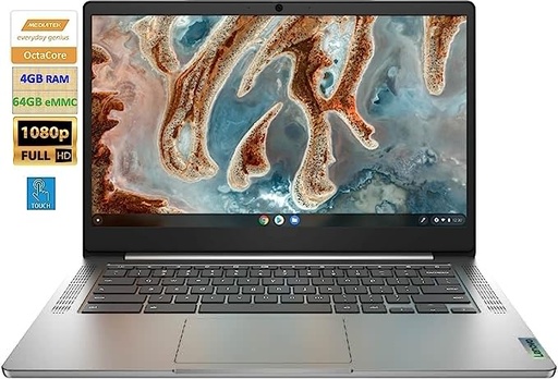 Newest Lenovo Chromebook 14" FHD Touchscreen Laptop for Business Student, Octa-Core MediaTek MT8183, 4GB RAM,64GB eMMC+128GB TECL SD Card,802.11ac WiFi,Webcam, 10 Hours Battery, Chrome OS, Arctic Grey