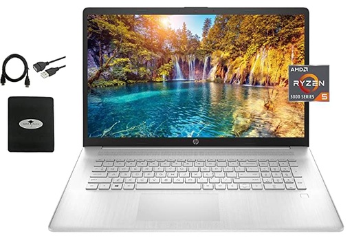2021 Newest HP 17.3" FHD Laptop, AMD Ryzen 5 5500U 6-core(Beat i7-1160G7, up to 4.0GHz), 32GB RAM, 1TB PCIe SSD, Bluetooth 4.2, WiFi, HDMI, USB-A&C, Windows 10 S, w/Ghost Manta Accessories