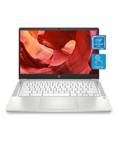 HP Chromebook 14 Laptop, Intel Celeron Processor, 4 GB RAM, 32 GB eMMC, 14? HD (1366 x 768) Touchscreen, Chrome OS, Webcam & Dual Mics, Work, Entertainment, Long Battery Life (14a-na0140nr, 2021)