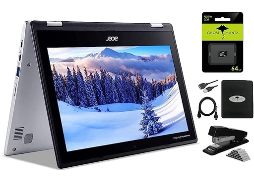 2021 Acer Chromebook 11.6" HD Touch Spin 2-in-1 Convertible Laptop Student Business, Intel Celeron N4020 (Up to 2.8 GHz), 4GB RAM, 32GB eMMC, USB-C Google Classroom, Chrome OS w/GM 64GB SD Card