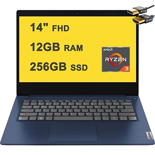2020 Flagship Lenovo Ideapad 3 Laptop Computer 14" Full HD AMD Ryzen 3 3250U (Beat i7-7600U) 12GB DDR4 256GB SSD AMD Radeon Vega 3 WiFi HD Webcam HDMI Dolby Audio Win 10 Pro + iCarp Wireless Mouse