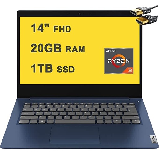 2020 Flagship Lenovo Ideapad 3 Laptop Computer 14" Full HD AMD Ryzen 3 3250U (Beat i7-7600U) 20GB DDR4 1TB SSD AMD Radeon Vega 3 WiFi HD Webcam HDMI Dolby Audio Win 10 Pro + iCarp Wireless Mouse
