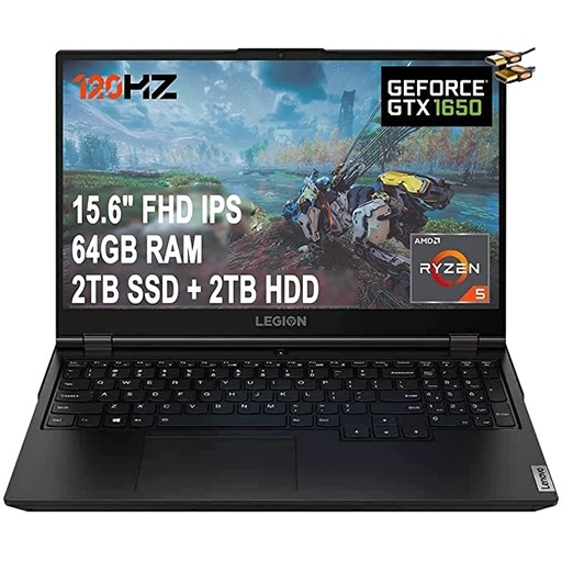 2020 Latest Lenovo Legion 5 Gaming Laptop 15.6 inch FHD IPS 120Hz AMD Hexa-Core Ryzen 5 4600H (Beats i7-9750H) 64GB RAM 2TB PCIe SSD 2TB HDD GeForce GTX 1650 Backlit KB Win 10 + iCarp Wireless Mouse
