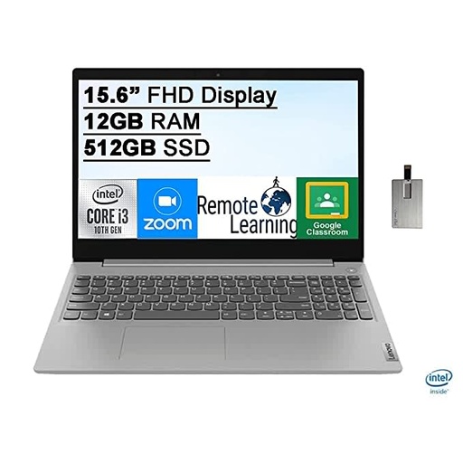 2020 Lenovo IdeaPad 3 15.6" HD Laptop Computer, Intel Core i3-1005G1 Processor, 12GB RAM, 512GB PCIe SSD, Intel UHD Graphics, Dolby Audio, HDMI, Windows 10S, Abyss Blue, 32GB Snow Bell USB Card