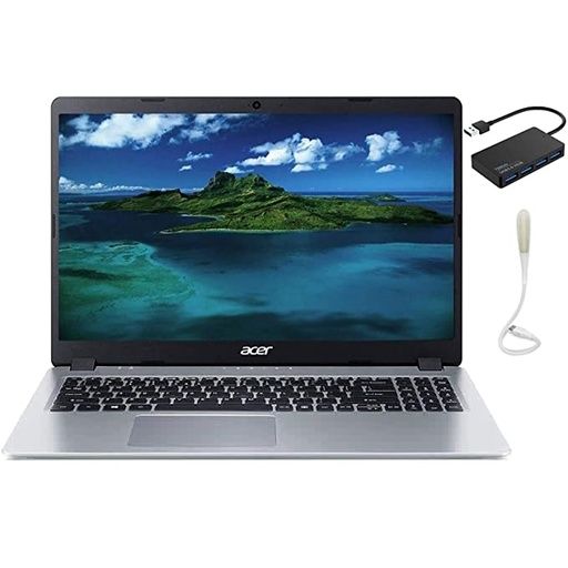 Acer Aspire 5 15.6 inches Full HD IPS Display Laptop, AMD Ryzen 3 3200U, Vega 3 Graphics, 8GB DDR4, 512GB SSD, Backlit Keyboard, Windows 10 in S Mode Silver + TSBEAU 4 Port USB 2.0 Hub